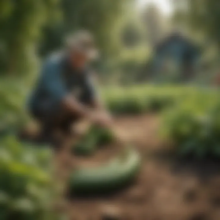 Illustration of cultural practices in a garden to deter pests