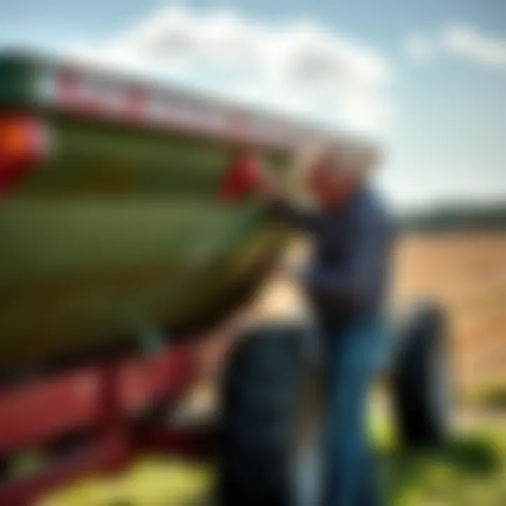 PTO Manure Spreader Maintenance Check Maintenance check on a PTO manure spreader