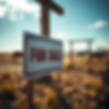 For Sale on Ranch Property Close-up of a 'For Sale' sign on a ranch property