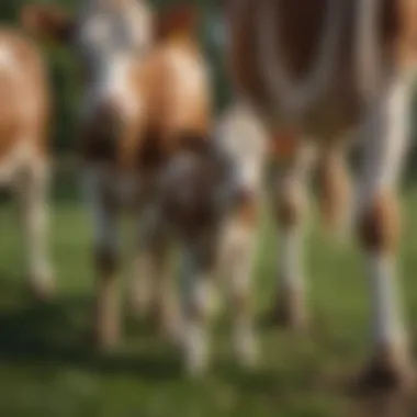 Healthy calves thriving on feed