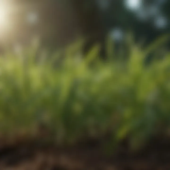 Close-up of healthy St. Augustine grass blades