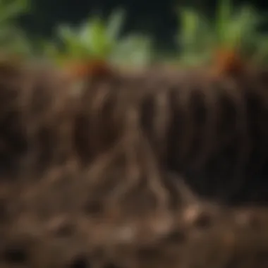 The Foundation of Nutrients: Soil Health Close-up of rich soil with vibrant plant roots
