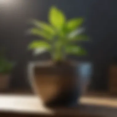 Illustration demonstrating the moisture retention mechanism of a self-watering fabric pot