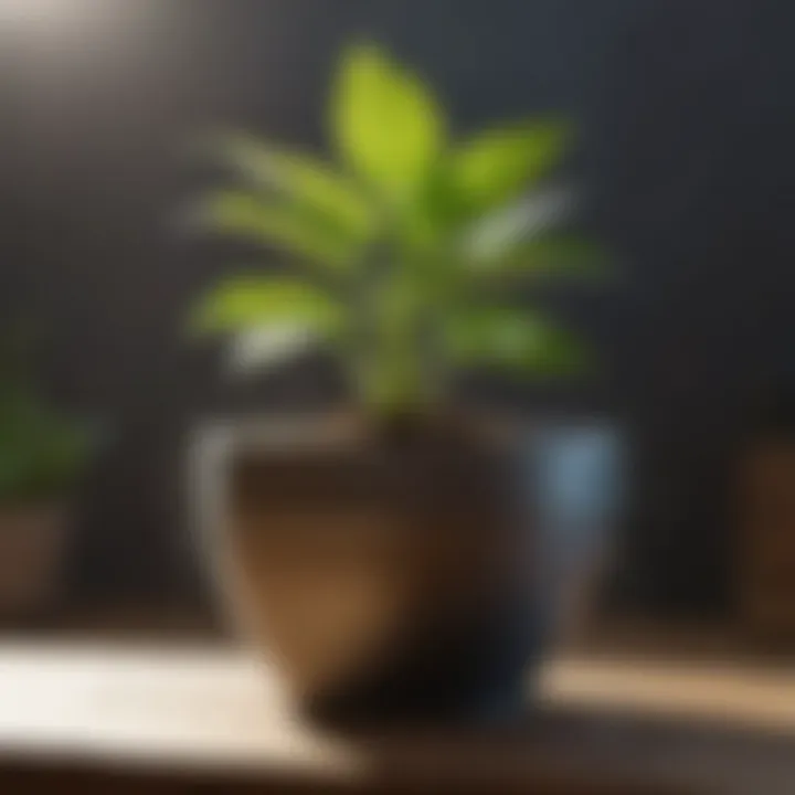 Illustration demonstrating the moisture retention mechanism of a self-watering fabric pot