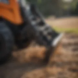 Detailed view of a skid steer quick attach hay spear system
