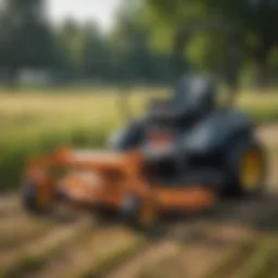 Close-up of the innovative design of a small Dixon zero turn mower