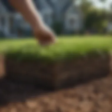 Healthy St. Augustine grass sod being laid on soil