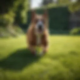 Healthy lawn with dog