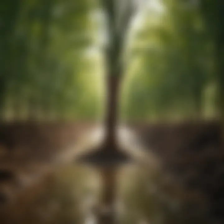 Visual representation of sustainable farming practices enhanced by deep root watering