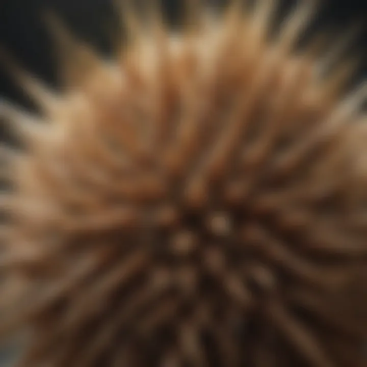 Close-up of teasel seeds showcasing their unique structure