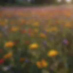 A field vibrant with wildflowers attracting bees
