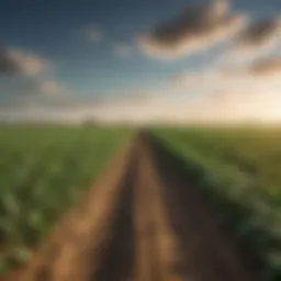 A thriving agricultural field showcasing GMO crops under a bright sky