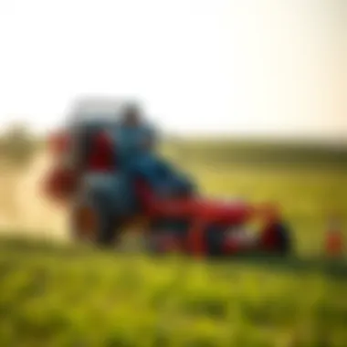 Quiet Operation in Serene Landscape A serene landscape showing the quiet operation of a motorless mower in action
