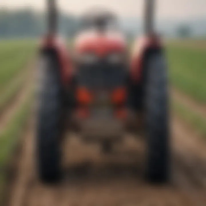 Front three point hitch in use on a tractor in the field