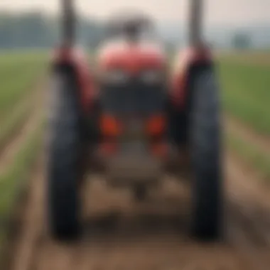 Operational Front Three Point Hitch on Tractor Front three point hitch in use on a tractor in the field