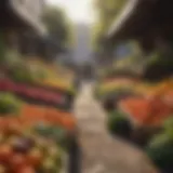 A vibrant display of fresh produce outside a market, highlighting abundance and the potential for waste.