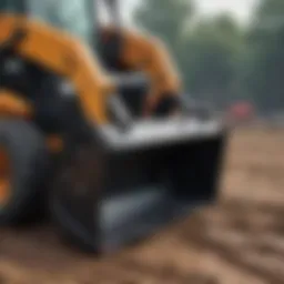 Close-up view of a mini skid steer tooth bucket showcasing its robust design