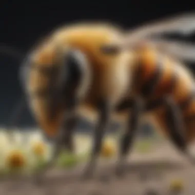 An educational diagram depicting the anatomy of a bee and its role in the pollination process.