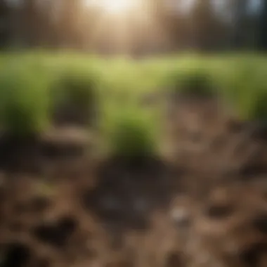 Healthy grass growth in optimal soil conditions