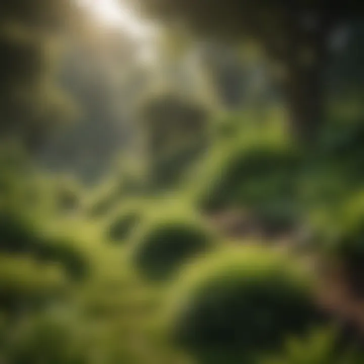 Diverse green shades in a shaded landscape