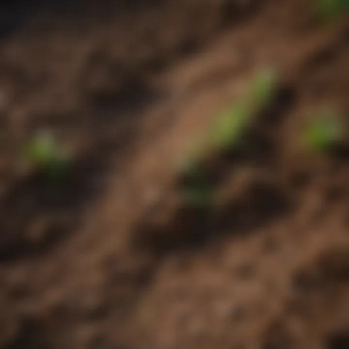 Close-up of soil texture suitable for shaded grass types