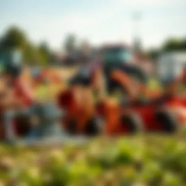 Variety of Tilling Attachments for Mowers Different types of tilling attachments displayed together