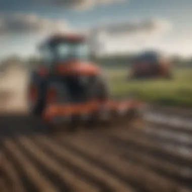 Tow Behind Ground Leveler in Action Tow behind ground leveler in agricultural field