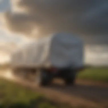 Weather Protection for Agricultural Trailers A trailer fully covered, showcasing protection against weather elements in the field