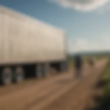 A buyer inspecting a livestock trailer for purchase