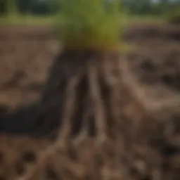 Healthy roots thriving in well-aerated soil