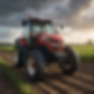 Modern Agricultural Equipment at Work A modern agricultural tractor in a field