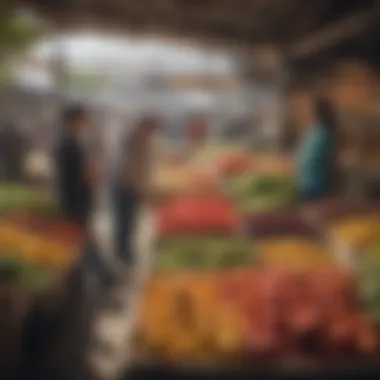 Community Market Displaying Agricultural Diversity Vibrant community market showcasing diverse produce