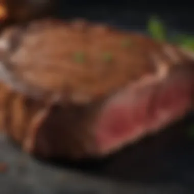 Close-up of a perfectly cooked steak showcasing optimal doneness