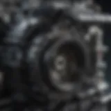 Close-up of a Black Max mower engine showing various replacement parts