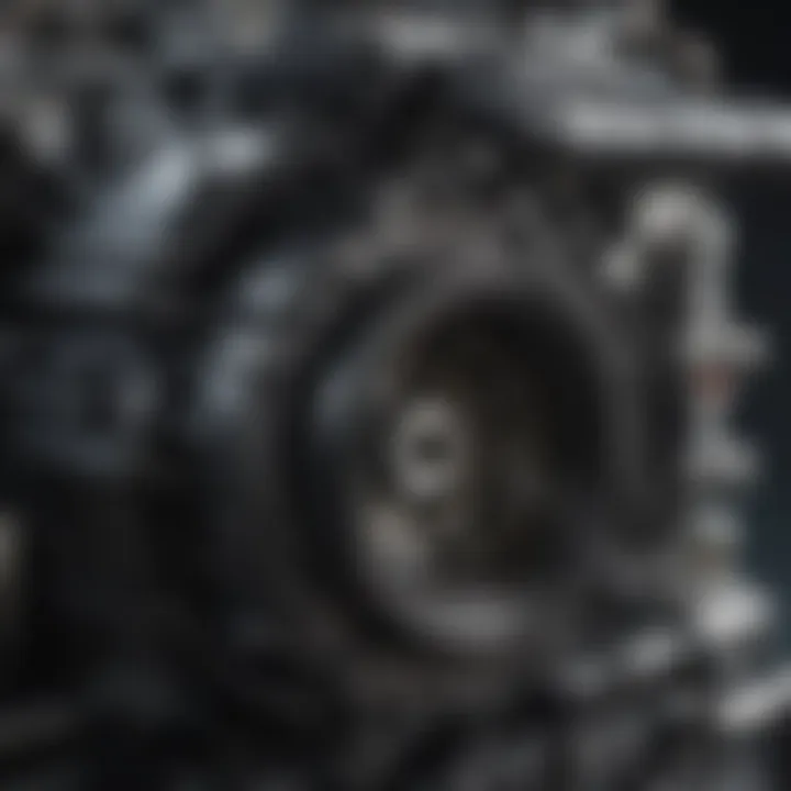 Close-up of a Black Max mower engine showing various replacement parts