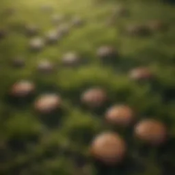 Close-up of brown patches on a lawn