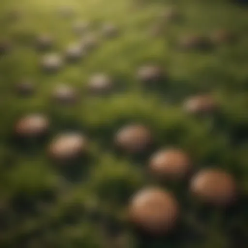 Close-up of brown patches on a lawn