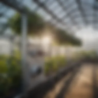 An illustration of temperature control in a greenhouse using water chillers.