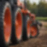 Different types of compact tractor blades displayed