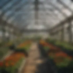 Overview of a commercial greenhouse structure