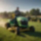 Showcasing the range of John Deere riding mowers available