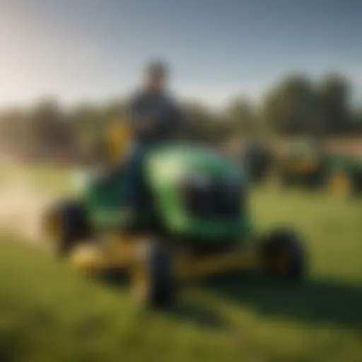 Showcasing the range of John Deere riding mowers available