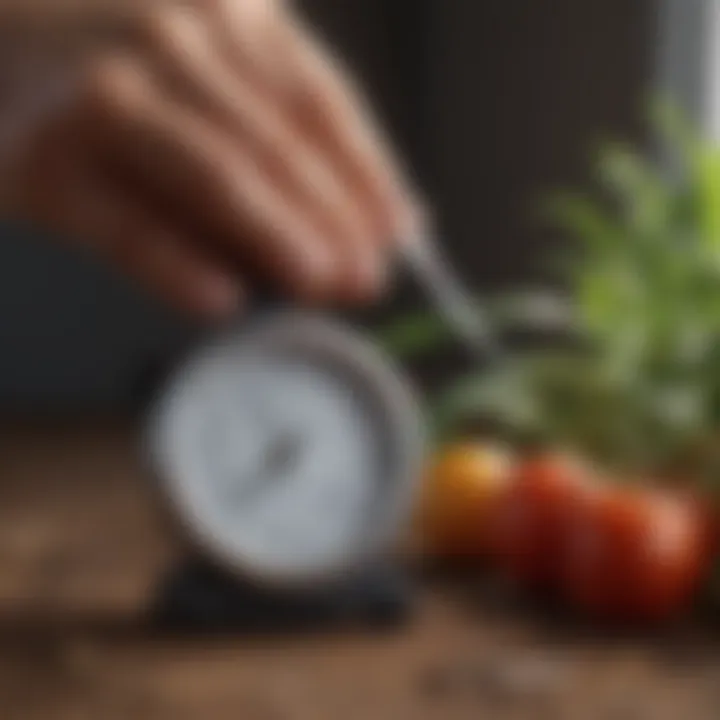 User calibrating a digital thermometer for accurate readings
