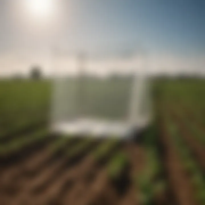 Agricultural field using disposable big bag fly traps for pest management.