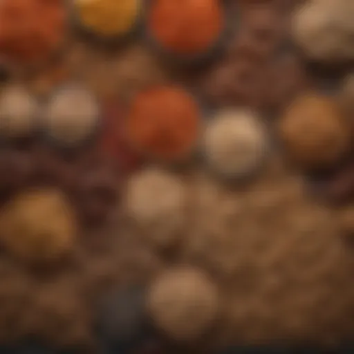 A vibrant display of various dog food ingredients showcasing nutritional diversity.