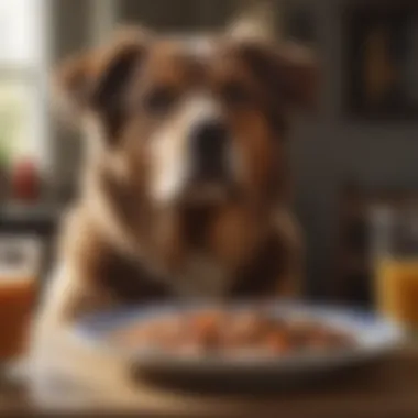 A senior dog enjoying a meal designed for age-specific nutritional needs.