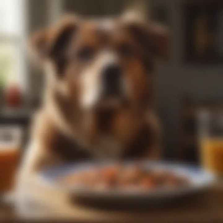 A senior dog enjoying a meal designed for age-specific nutritional needs.