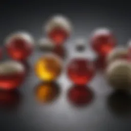 Close-up view of various dog medication pills