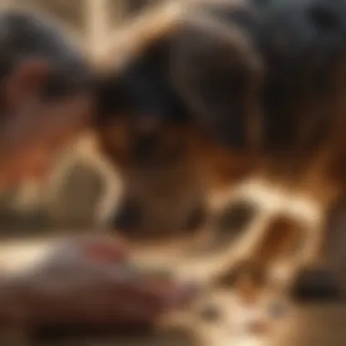 Administering Medication to a Dog Pet owner administering medication to their dog
