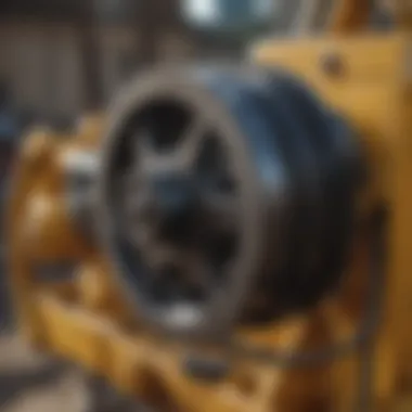 Close-up of dozer winch components